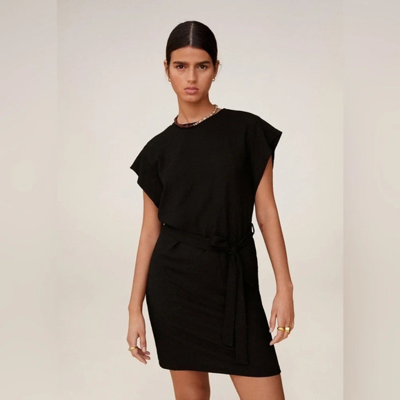 Mango Belted Black Mini Dress - Picture 1 of 10